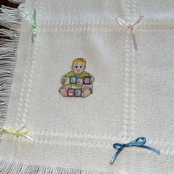 Hand Crafted Cross Stitch Baby Afghan - Picture 4 of 7